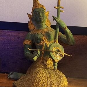 Bronze Thai Princess Musician Sculpture